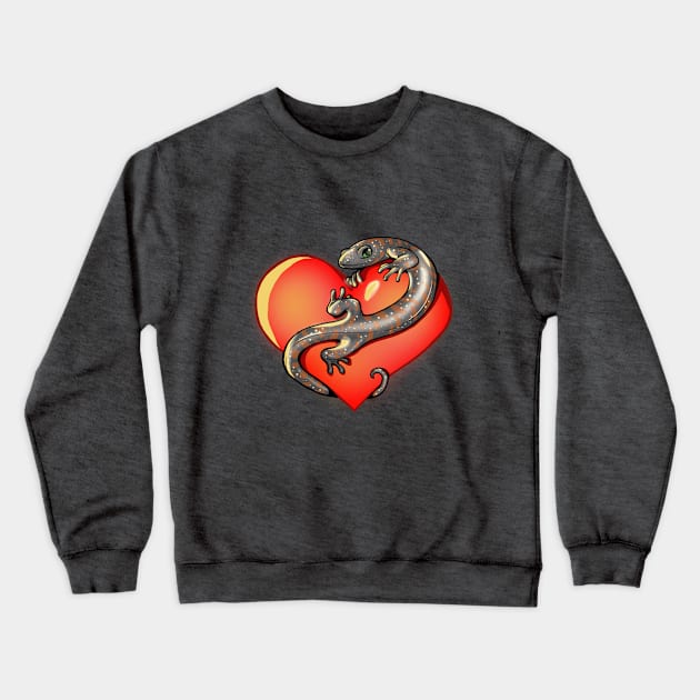 Salamander Heart Crewneck Sweatshirt by Comixdesign